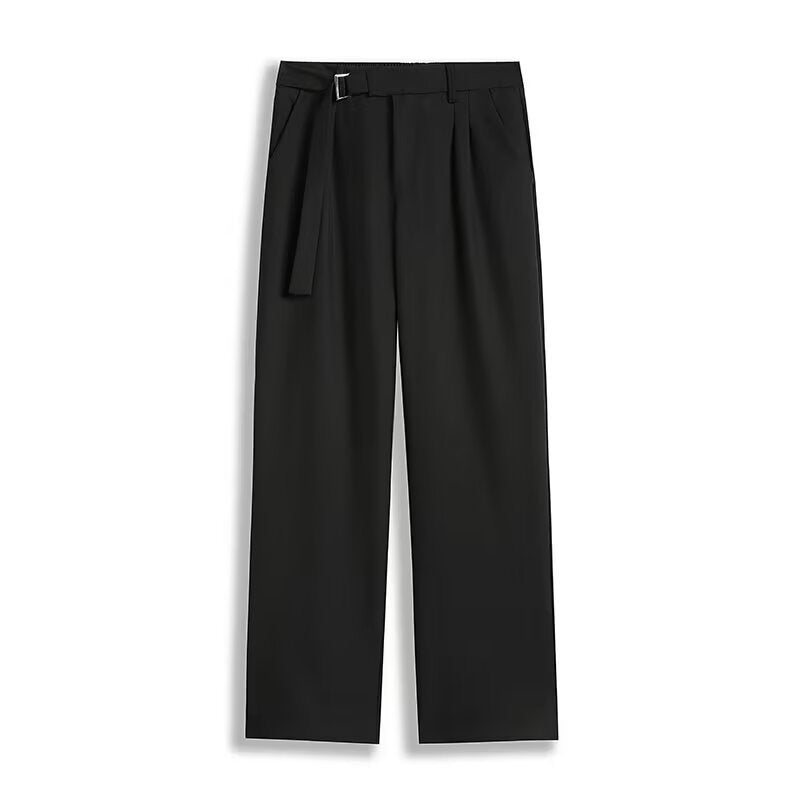 Pantalon droit pour homme - Coupe décontractée - Longueur cheville - Ceinture ceinturée