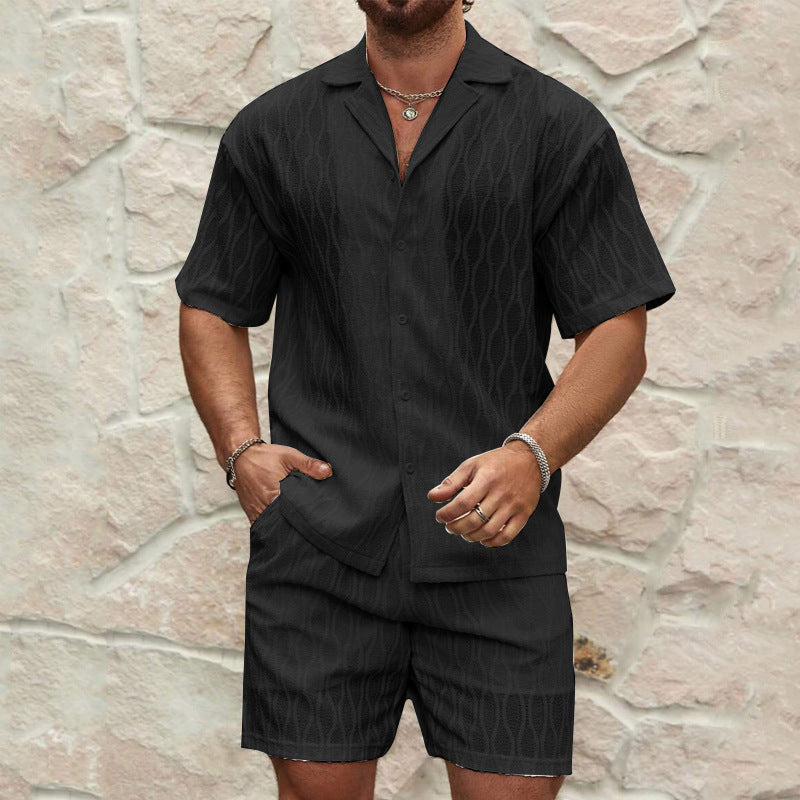 Ensemble Homme Décontracté – Chemise à Manches Courtes et Short – Coupe Ample – Tissu Respirant