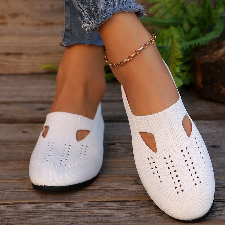 Chaussures slip-on femme – Tricot doux – Bout rond – Respirantes confort orthopédique