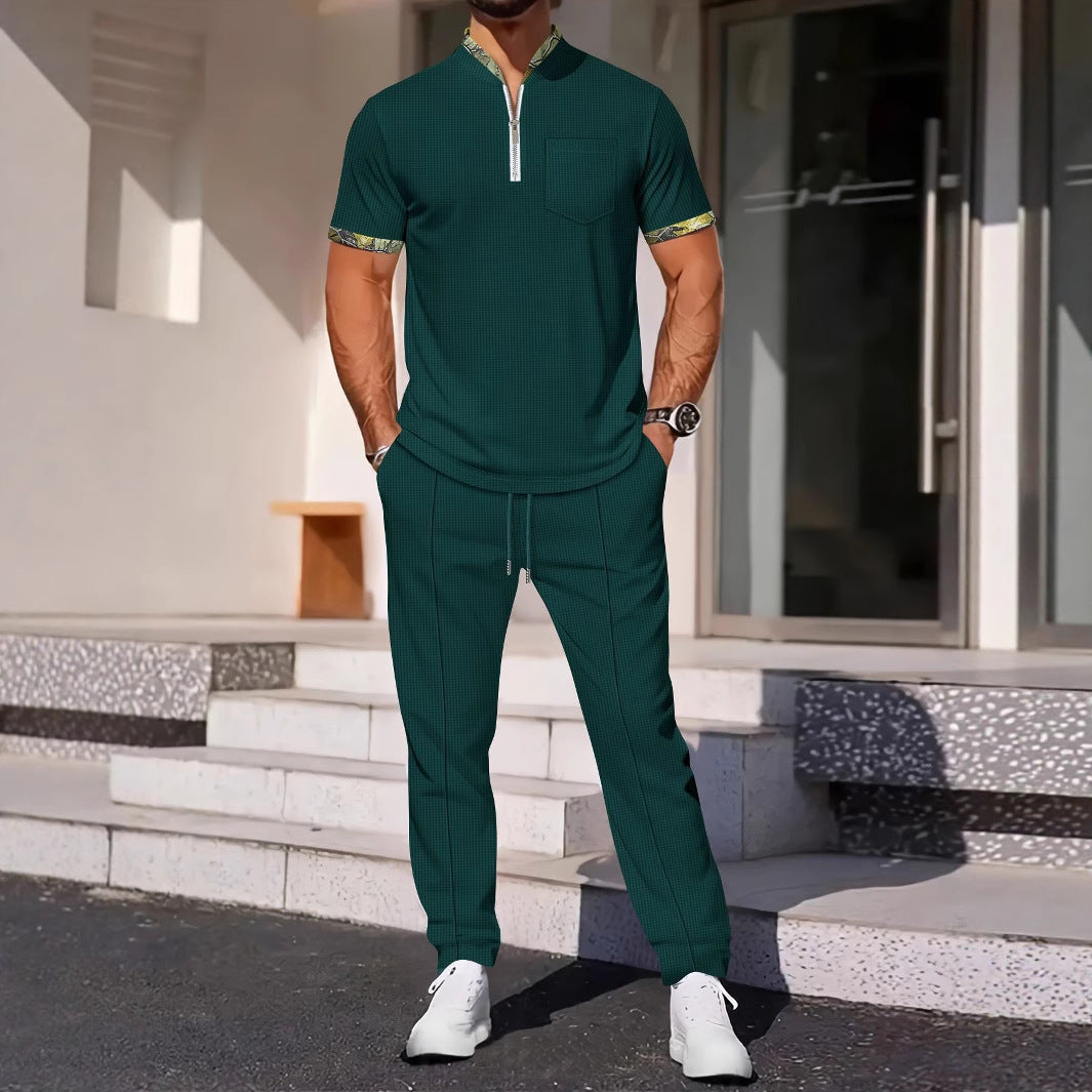 Ensemble de sport homme – Coupe ajustée – Col zippé – Poche poitrine
