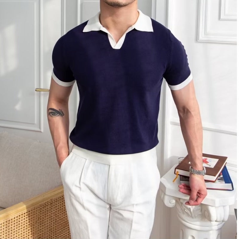 Polo homme – Tissu doux respirant – Coupe droite – Manches courtes côtelées