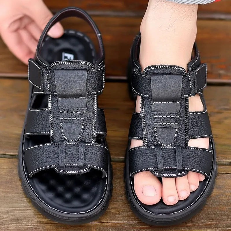 Sandales Homme – Bout Ouvert – Semelle Épaisse – Brides Réglables – Marche Extérieure