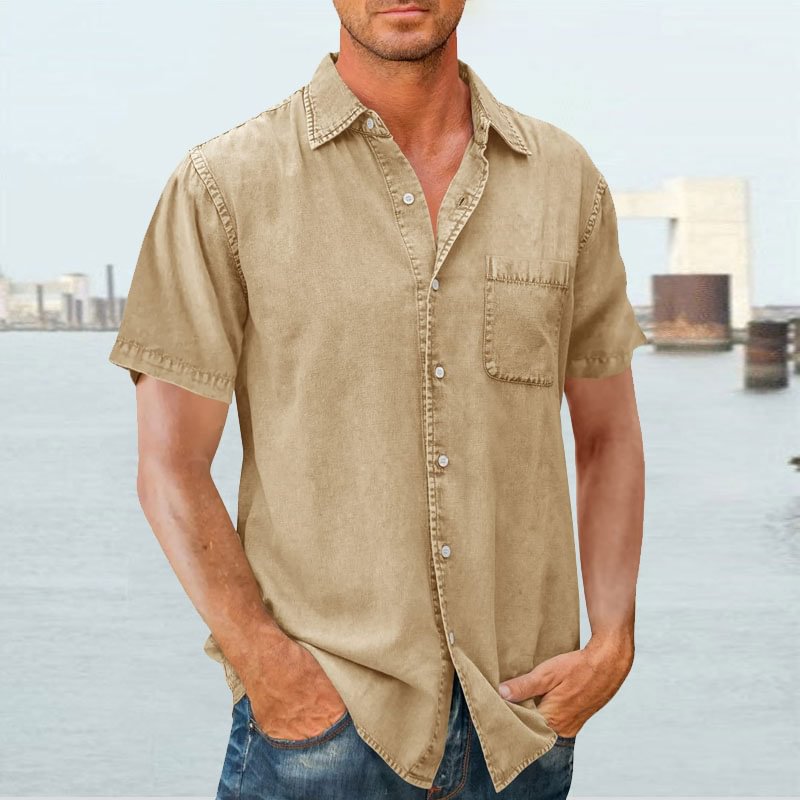 Chemise homme manches courtes – Coupe décontractée – Tissu respirant – Poche poitrine