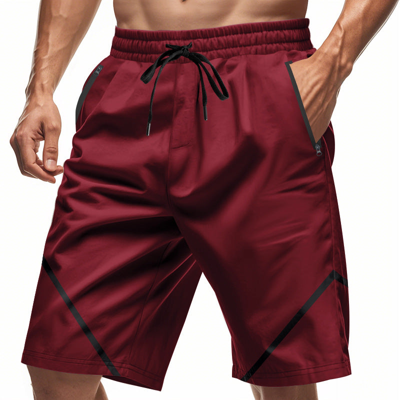 Short de sport homme – Séchage rapide – Coupe ample – Poches zippées – Cordon ajustable