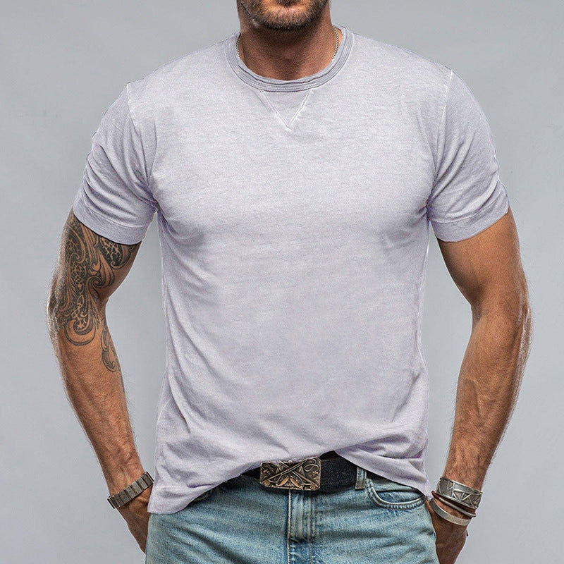 T-shirt homme – Coupe décontractée – Coton – Col rond – Manches courtes
