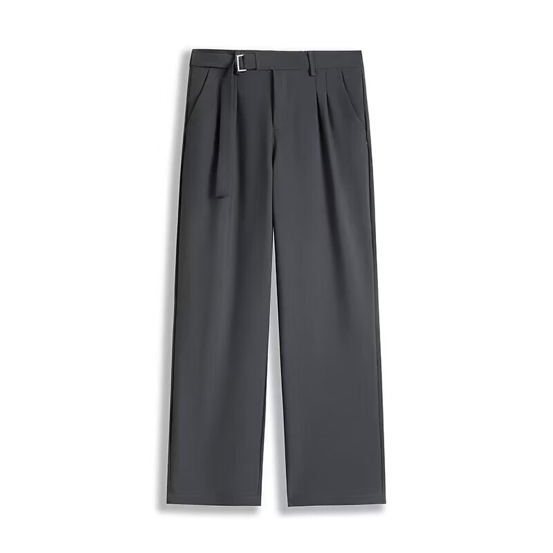 Pantalon droit pour homme - Coupe décontractée - Longueur cheville - Ceinture ceinturée