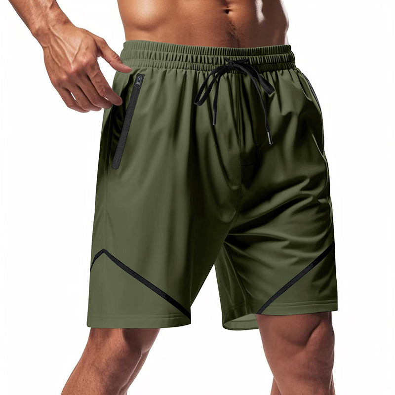 Short de sport homme – Séchage rapide – Coupe ample – Poches zippées – Cordon ajustable