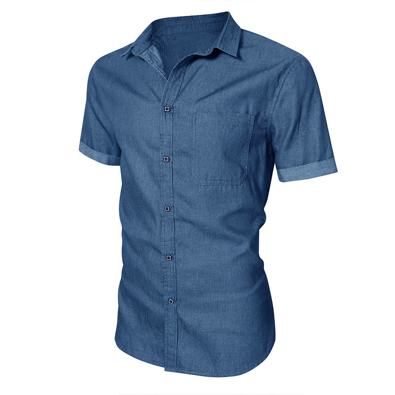 Chemise manches courtes homme – Coupe slim – Coton – Poche poitrine – Col classique