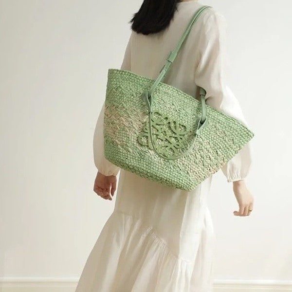 Sac à main femme – Grand format structuré – Fibres naturelles – Style décontracté