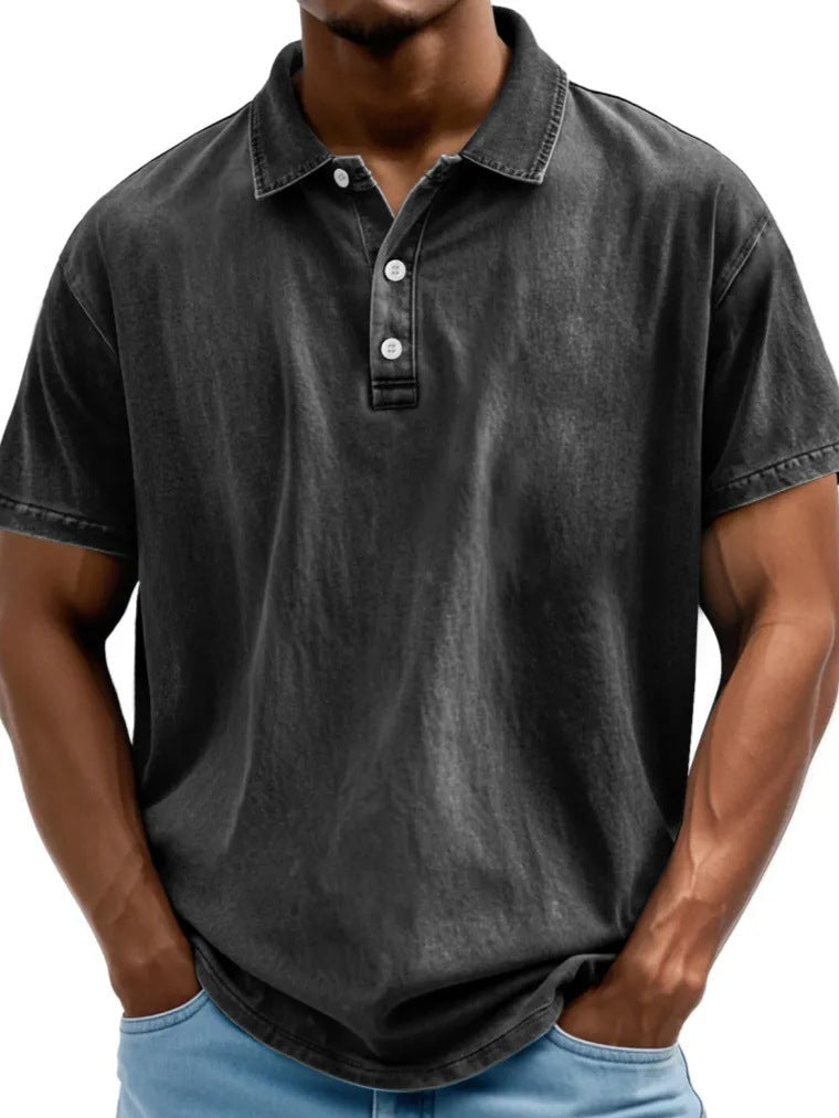 Polo homme – Coupe décontractée – Fibres naturelles – Effet délavé vintage