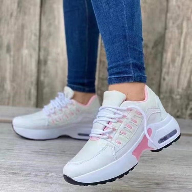 Chaussures de sport femme – Maille respirante – Talon compensé – Basse à lacets