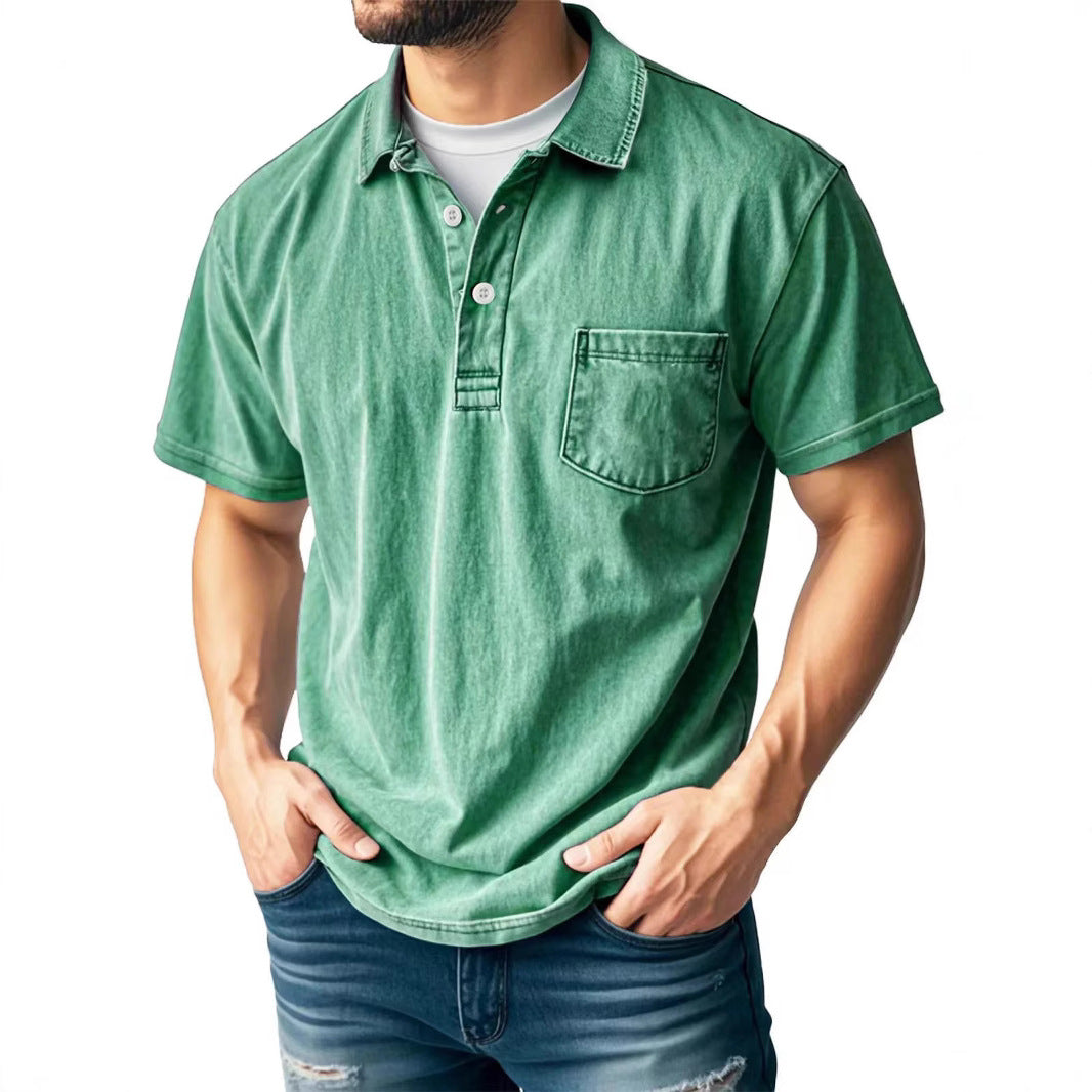 Polo homme – Coupe décontractée – Manches courtes – Tissu respirant – Col boutonné
