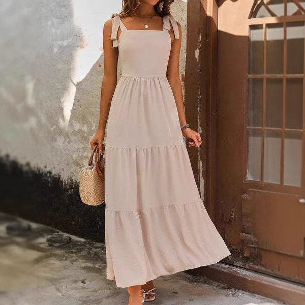 Robe femme évasée – Coton – Bretelles réglables – Coupe midi sans manches