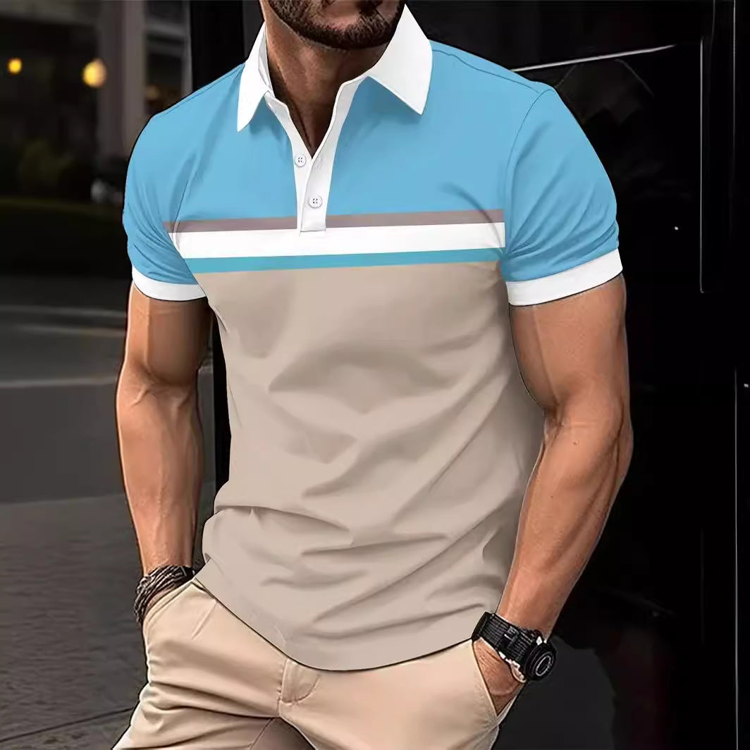 Polo homme – Coupe slim – Coton – Rayures poitrine – Manches courtes