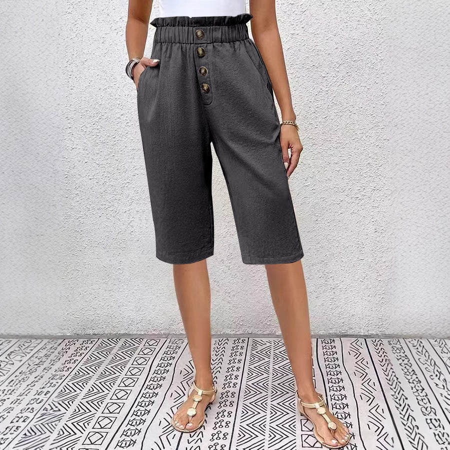Short femme – Taille haute paperbag – Coupe décontractée – Tissu confortable