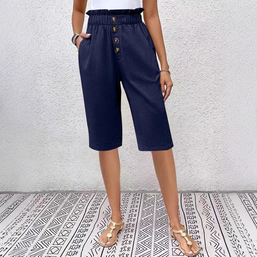 Short femme – Taille haute paperbag – Coupe décontractée – Tissu confortable