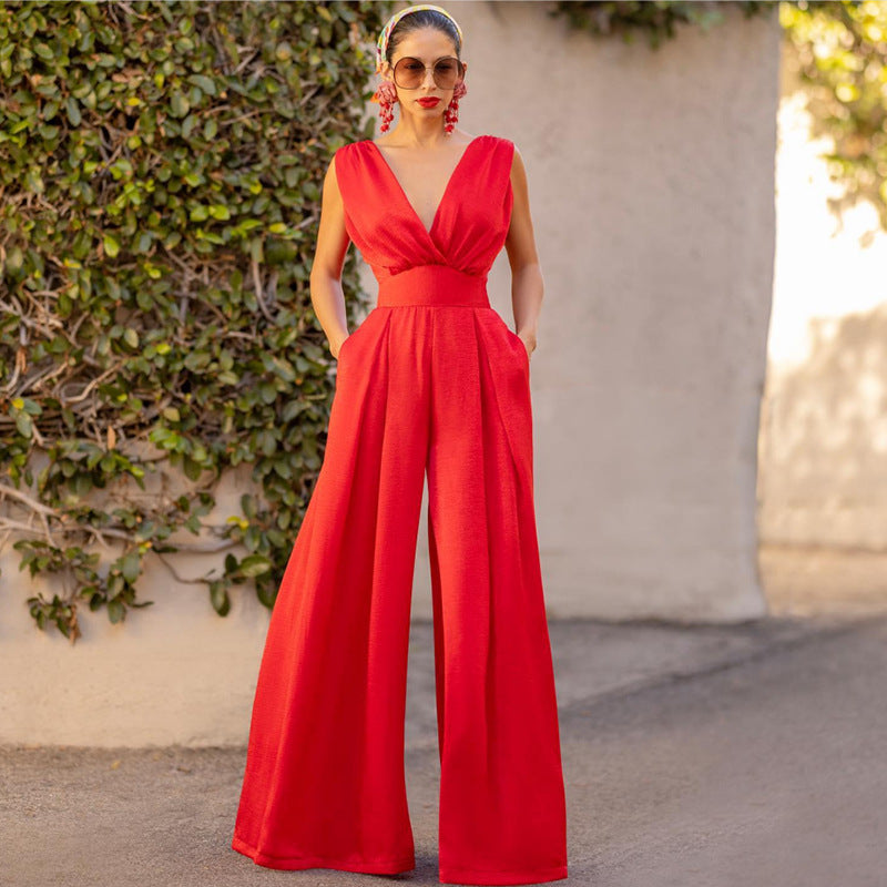 Combinaison Femme – Coupe Slim – Sans Manches – Jambes Larges