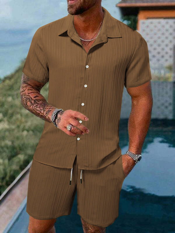 Ensemble chemise homme – Coupe décontractée – Manches courtes – Coton léger – Boutonnée