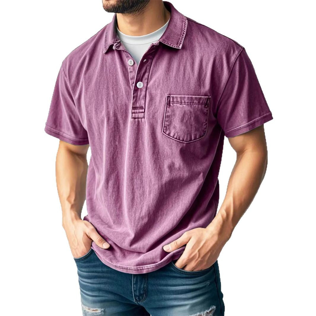 Polo homme – Coupe décontractée – Manches courtes – Tissu respirant – Col boutonné