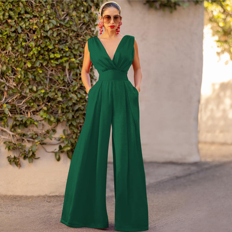 Combinaison Femme – Coupe Slim – Sans Manches – Jambes Larges