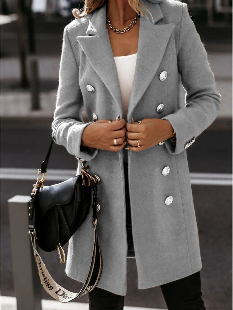 Manteau Blazer Femme – Coupe Cintrée – Laine – Double Boutonnage Élégant