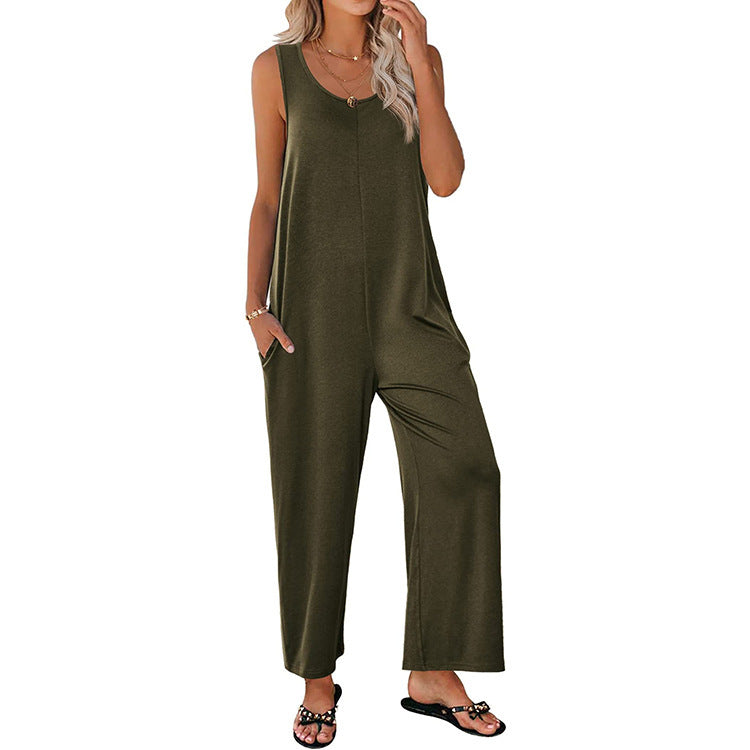 Combinaison femme – Coupe ample – Jambe large – Sans manches
