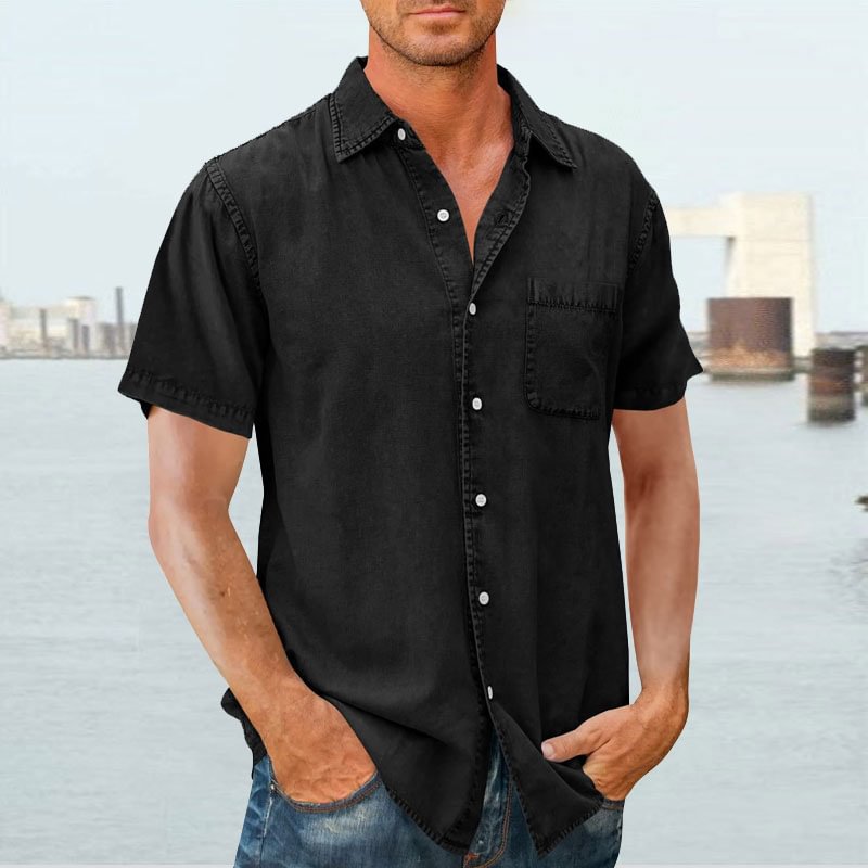 Chemise homme manches courtes – Coupe décontractée – Tissu respirant – Poche poitrine