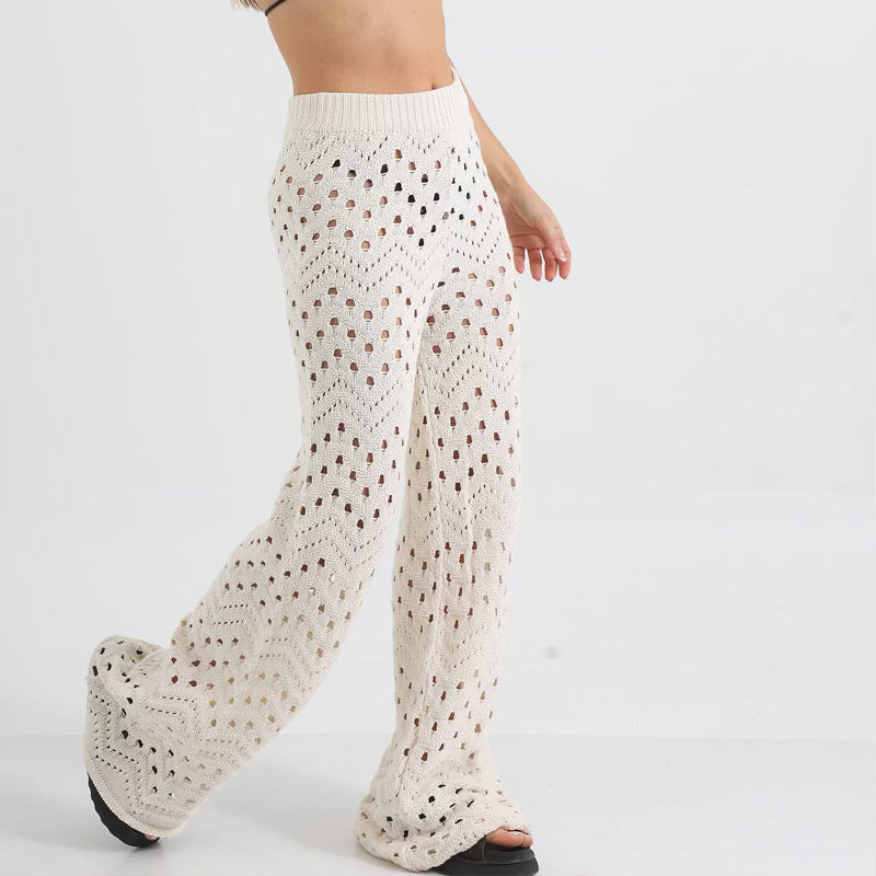 Ensemble femme deux pièces en maille – coupe ample – pantalon taille haute jambes larges