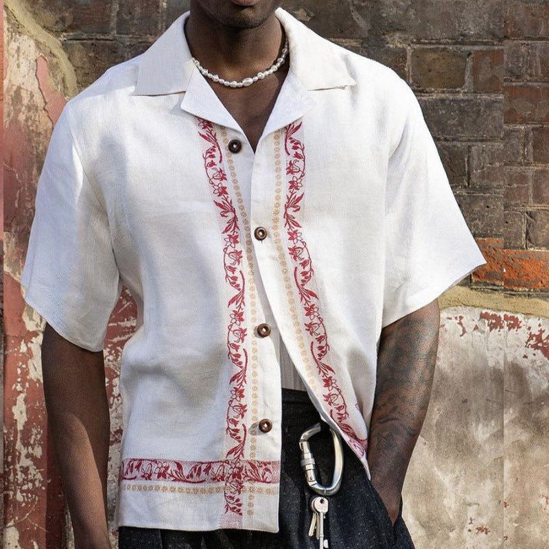Chemise manches courtes homme – Coupe décontractée – Détails brodés – Tissu respirant