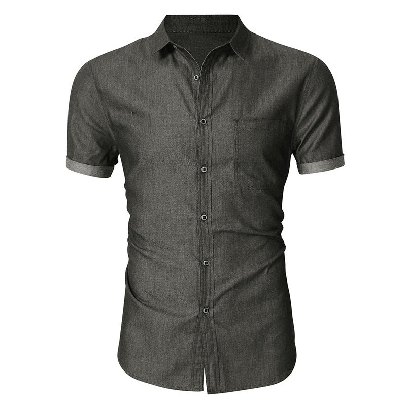Chemise manches courtes homme – Coupe slim – Coton – Poche poitrine – Col classique