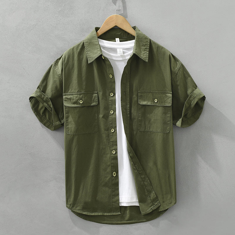Chemise de travail homme – Coupe décontractée – Manches courtes – Fibre naturelle résistante