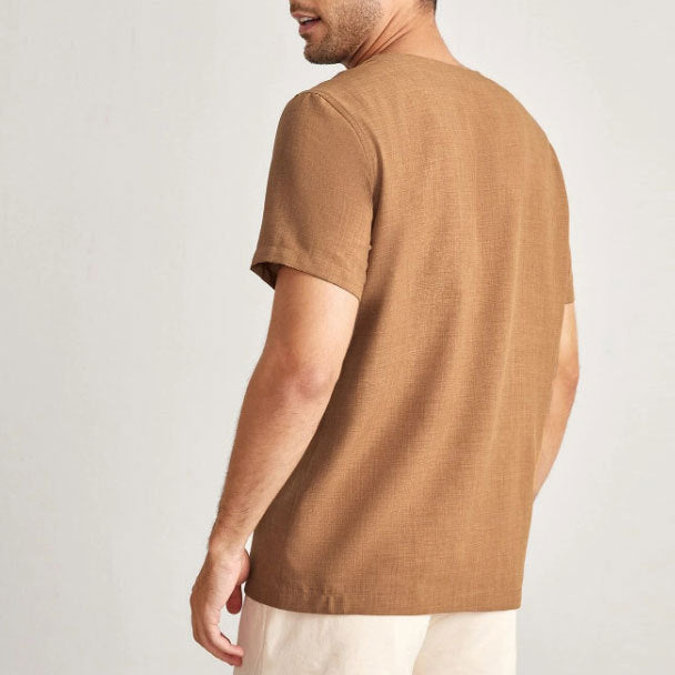 T-shirt homme oversize – coupe décontractée – col V – manches courtes – tissu respirant