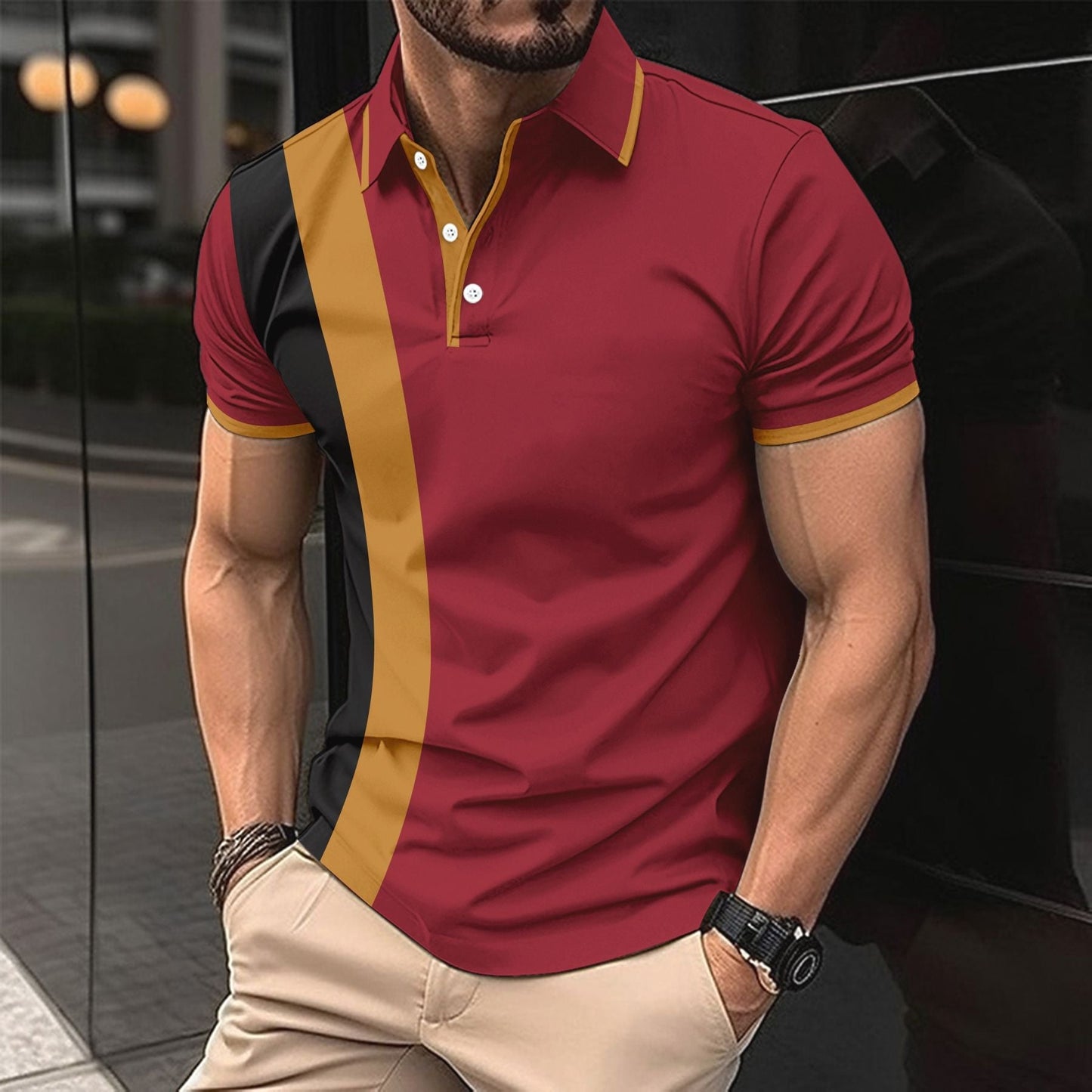 Polo homme – Coupe slim – Coton – Manches courtes structuré