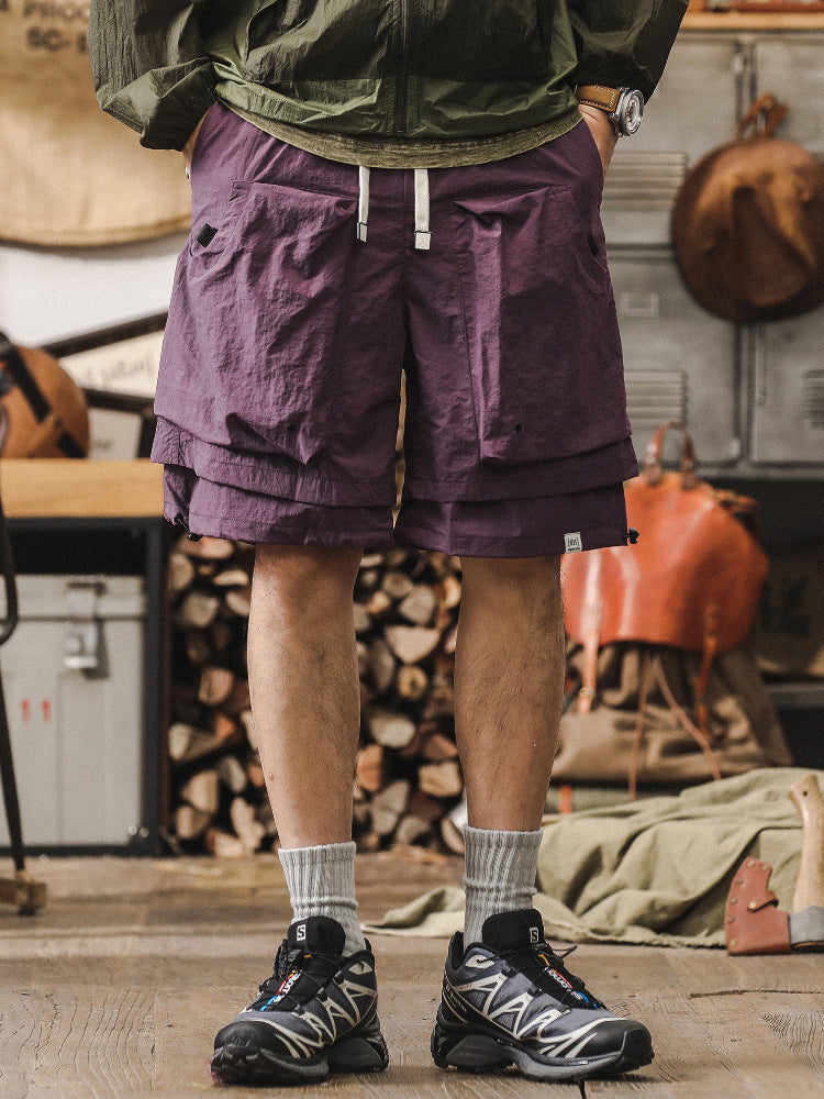 Short cargo homme – Séchage rapide – Coupe ample – Taille ajustable – Poches ventilées