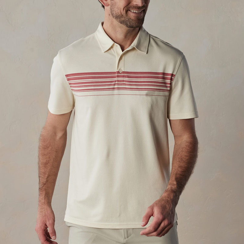 Polo Homme – Coupe Slim – Col V à Boutons – Maille Respirante – Rayé Casual