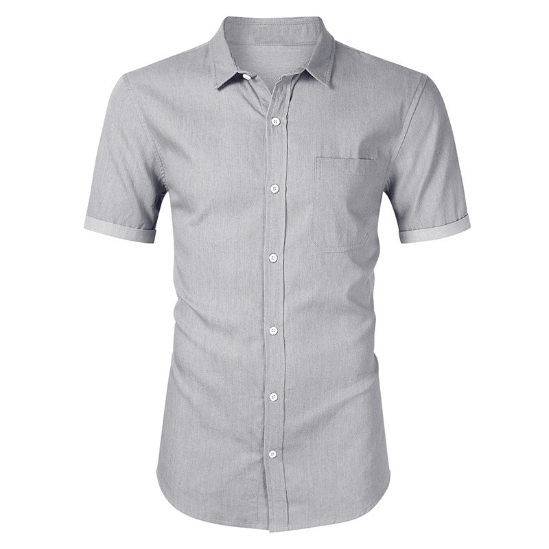 Chemise manches courtes homme – Coupe slim – Coton – Poche poitrine – Col classique