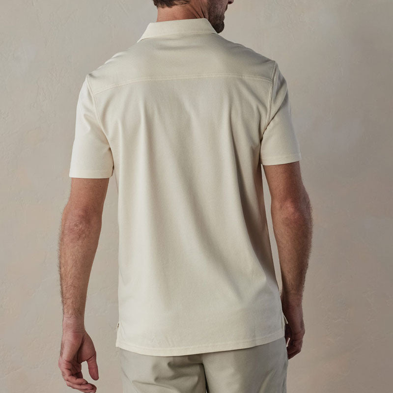 Polo Homme – Coupe Slim – Col V à Boutons – Maille Respirante – Rayé Casual
