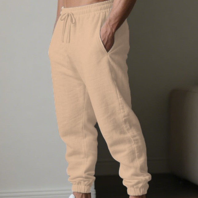 Pantalon homme – Coupe décontractée – Taille élastique avec cordon – Jambes fuselées
