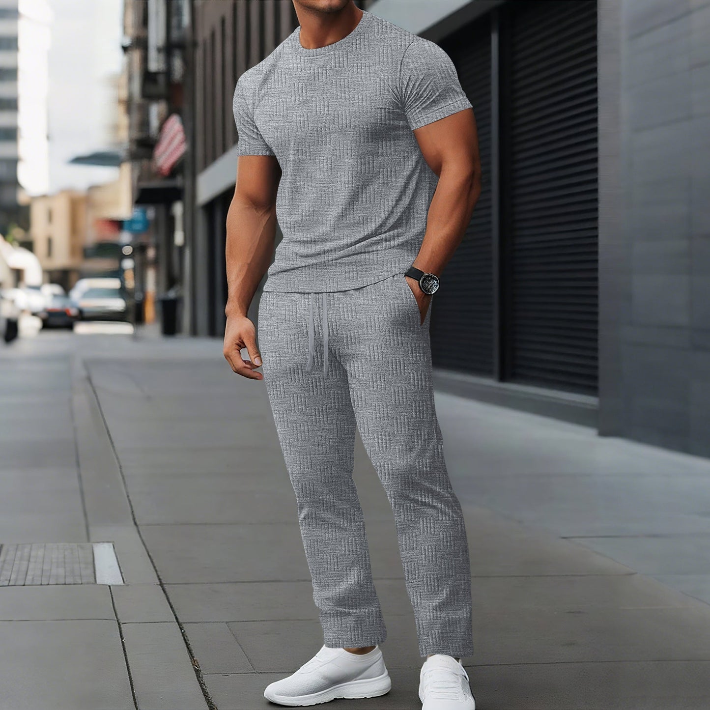 Ensemble de sport homme – Coupe slim – Coton – Tissu extensible