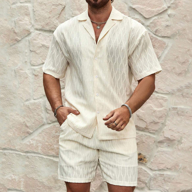 Ensemble Homme Décontracté – Chemise à Manches Courtes et Short – Coupe Ample – Tissu Respirant
