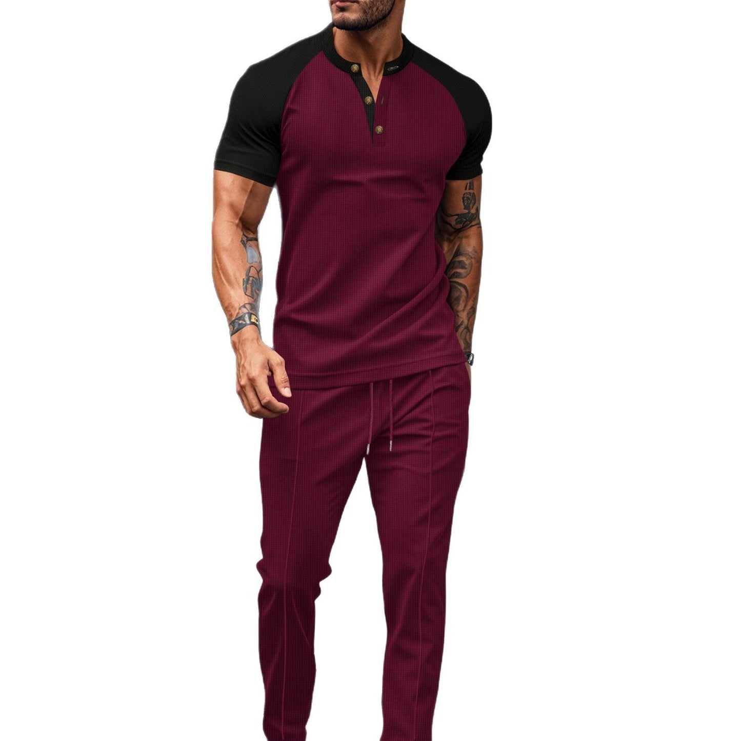 Ensemble deux pièces homme – Coupe athlétique – Tissu stretch – Col montant