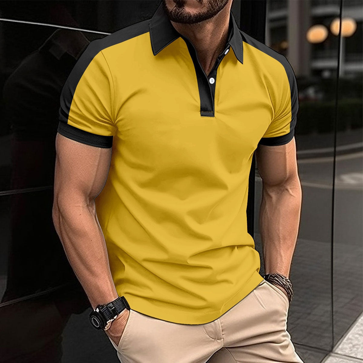 Polo homme – Coupe slim – Fibres naturelles – Col et manches contrastés