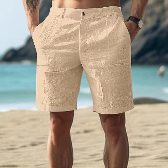 Short pour homme – Coupe décontractée – Tissu respirant – Longueur genou – Poches utilitaires