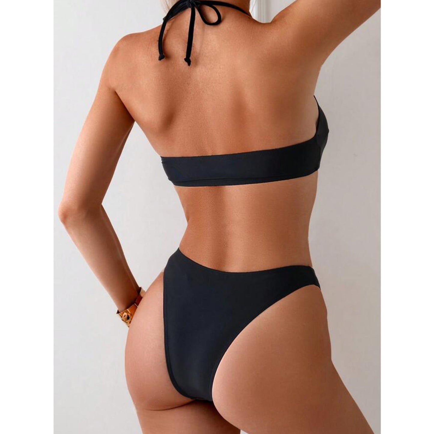 Bikini femme – Haut triangle à nouer – Taille haute – Détail boucle – Ajustement stretch
