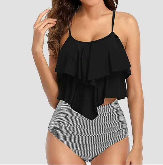 Tankini femme – Coupe fluide – Taille empire – Tissu respirant – Décolleté rond