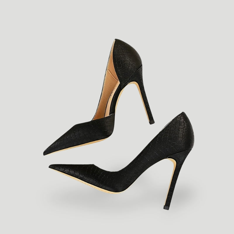 Escarpins femme – Talon aiguille – Bout pointu – Finition texturée luxe – Coupe élégante