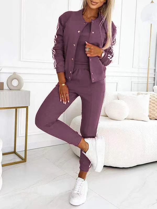 Femme Veste Sport-Chic - Coton Respirant - Coupe Relax - Bandes Contrastantes - Bordures Côtelées