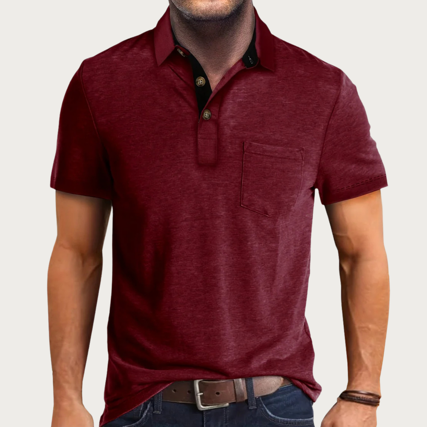 Polo homme – Maille douce – Coupe droite – Manches courtes – Poche poitrine