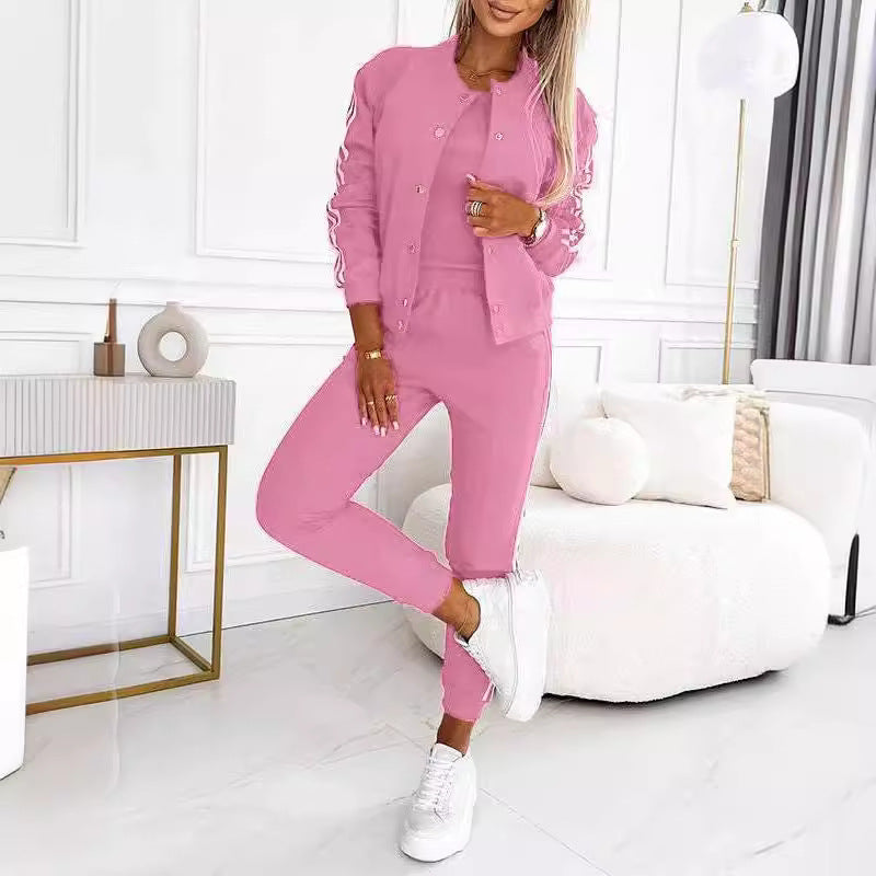 Femme Veste Sport-Chic - Coton Respirant - Coupe Relax - Bandes Contrastantes - Bordures Côtelées