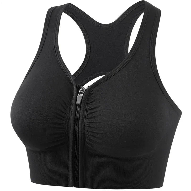 Brassière de sport femme – Maintien ajusté – Fermeture zippée – Dos nageur respirant